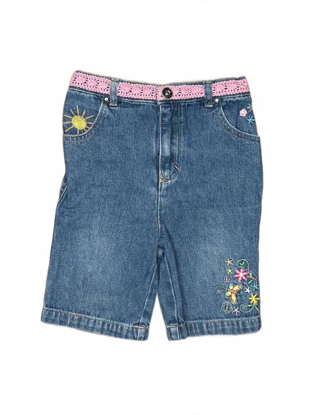 Arizona Jean Company Girls Denim Embroidered Shorts, 18 Months